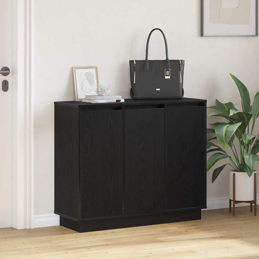 LED sideboard Svart Eik 90 x 32 x 75 cm Konstruert tre
