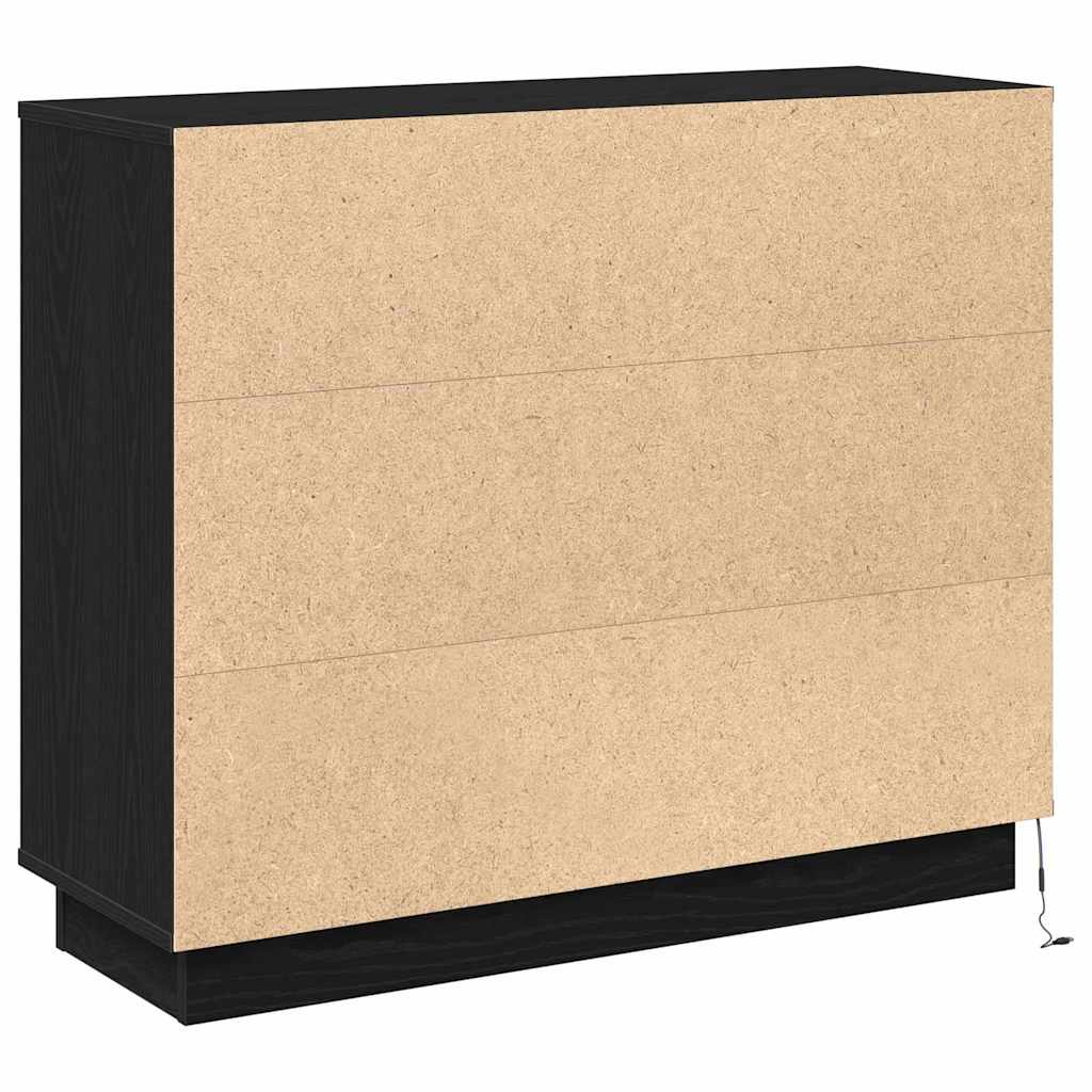 LED sideboard Svart Eik 90 x 32 x 75 cm Konstruert tre