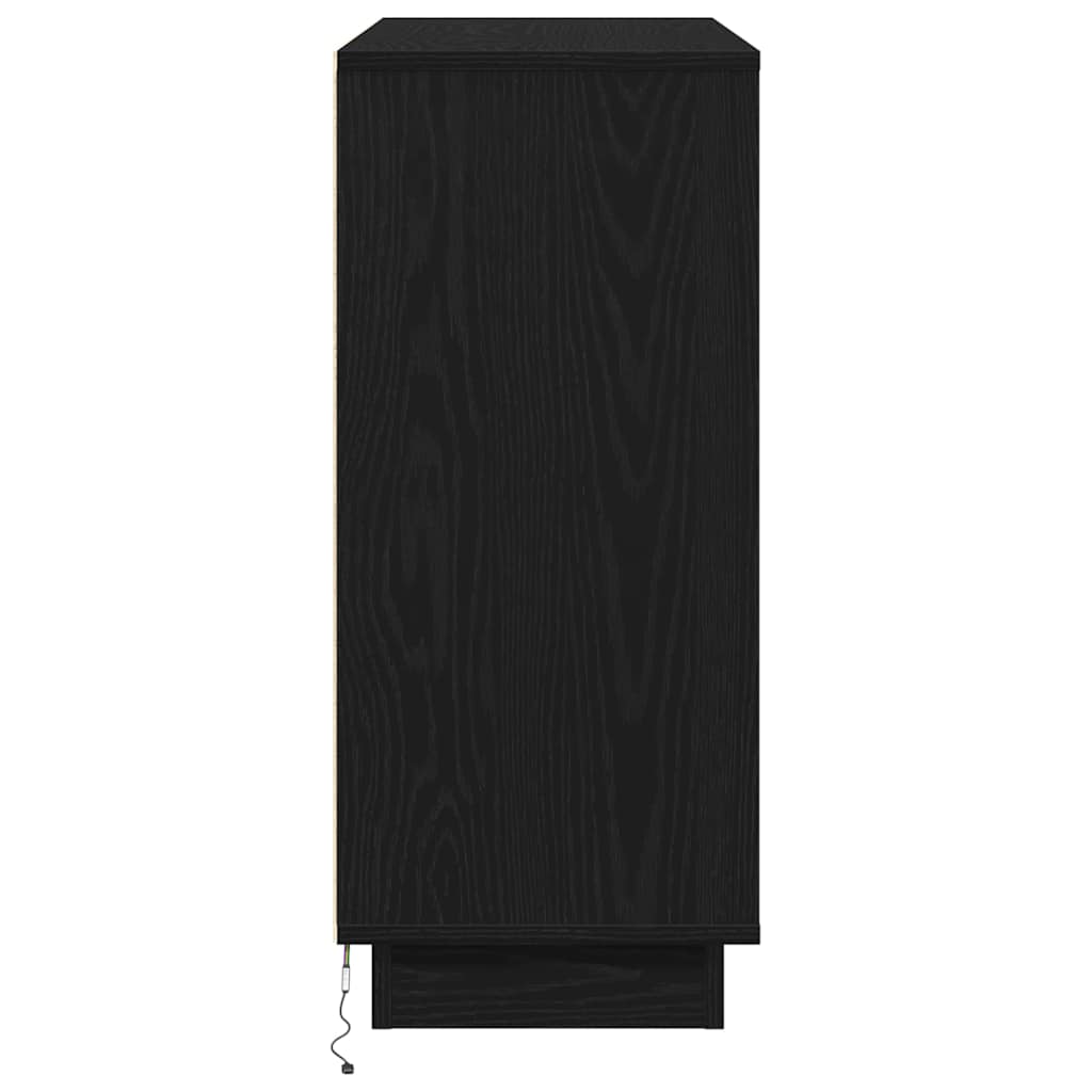 LED sideboard Svart Eik 90 x 32 x 75 cm Konstruert tre