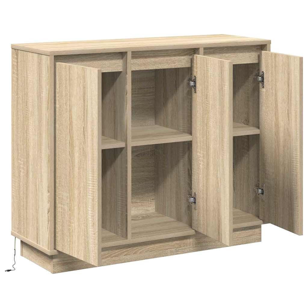 LED sideboard Sonoma eik 90 x 32 x 75 cm Konstruert tre