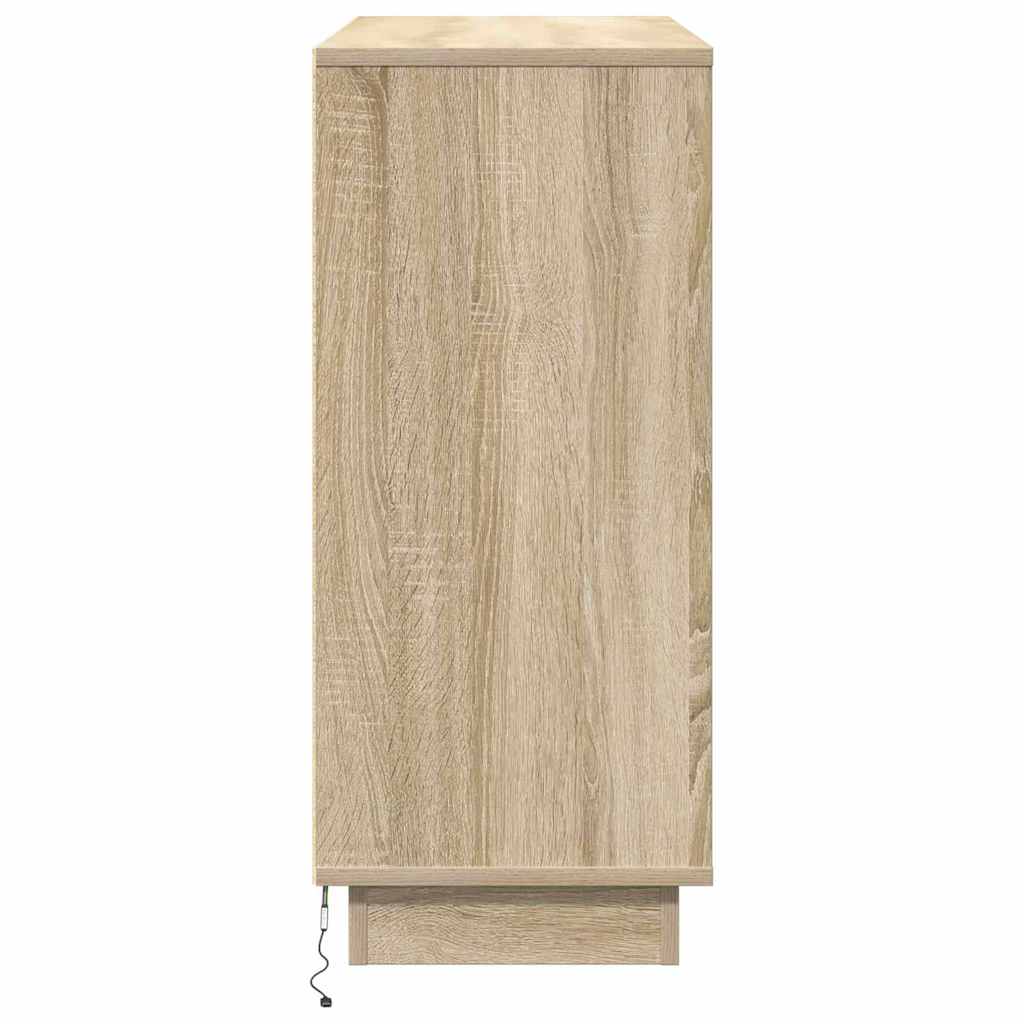 LED sideboard Sonoma eik 90 x 32 x 75 cm Konstruert tre