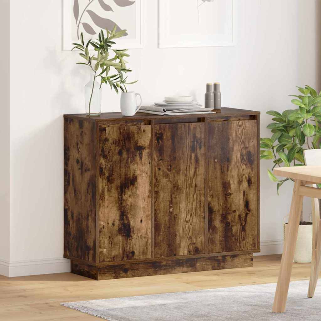 LED sideboard Røkt eik 90 x 32 x 75 cm Konstruert tre