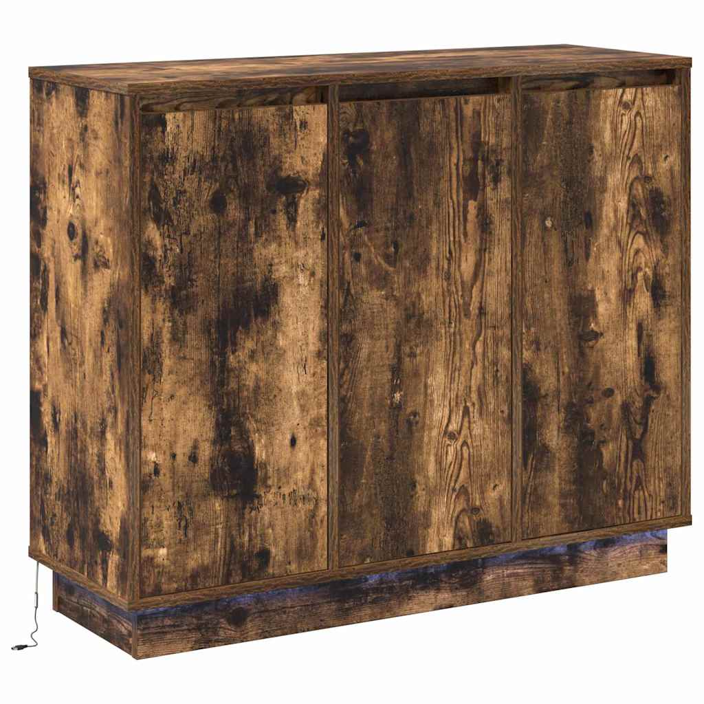 LED sideboard Røkt eik 90 x 32 x 75 cm Konstruert tre