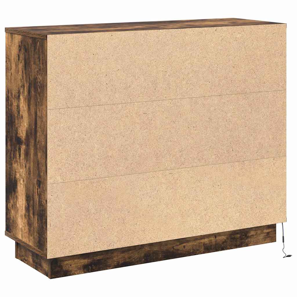 LED sideboard Røkt eik 90 x 32 x 75 cm Konstruert tre