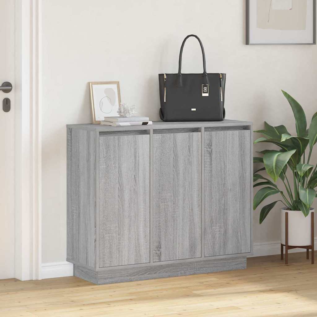 LED sideboard Grå Sonoma 90 x 32 x 75 cm Konstruert tre