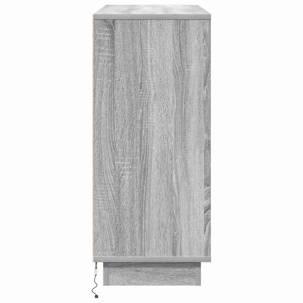 LED sideboard Grå Sonoma 90 x 32 x 75 cm Konstruert tre