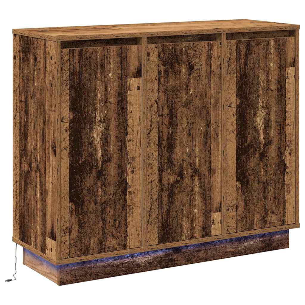 LED sideboard Gammelt tre 90 x 32 x 75 cm Konstruert tre