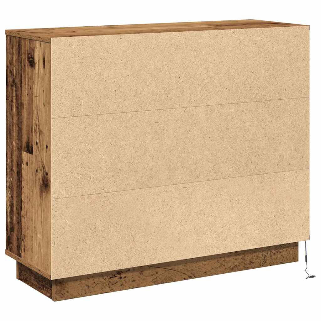 LED sideboard Gammelt tre 90 x 32 x 75 cm Konstruert tre