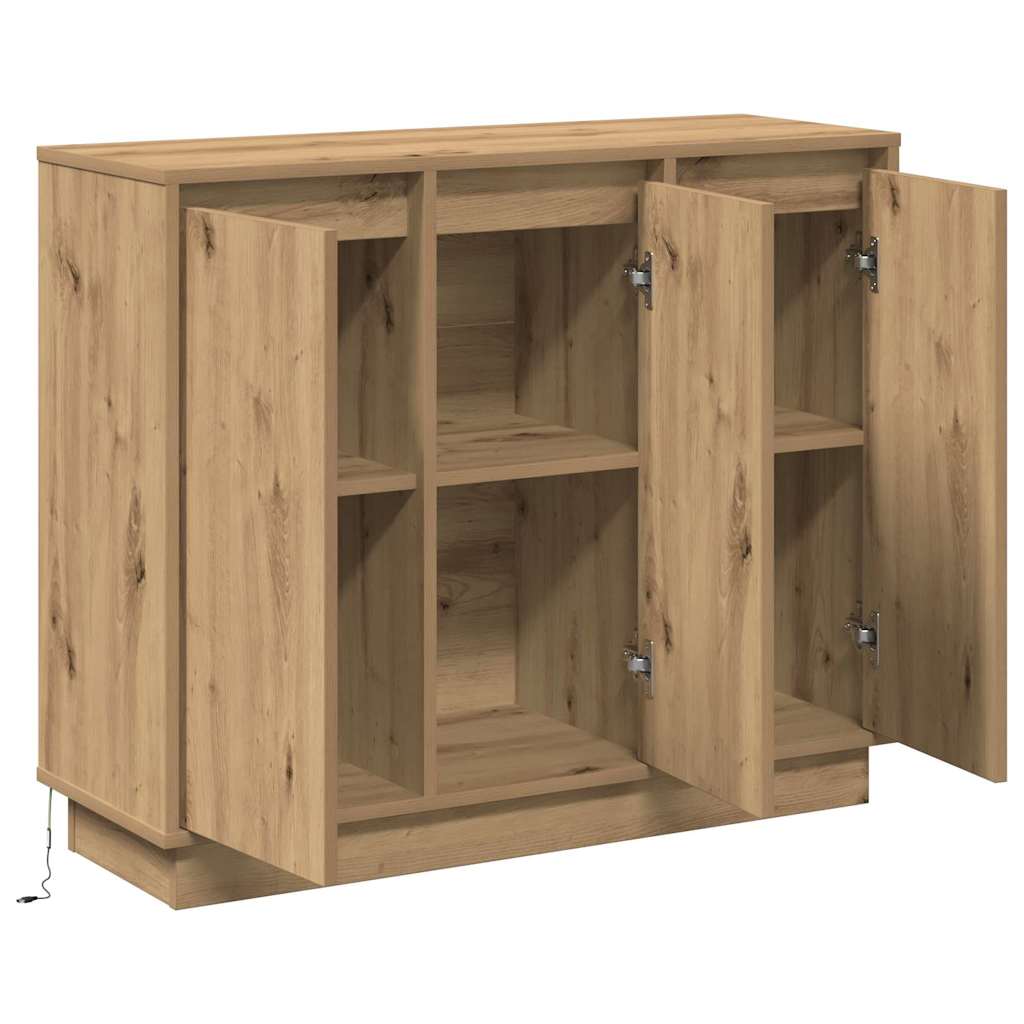 LED sideboard Artisan Eik 90 x 32 x 75 cm Konstruert tre