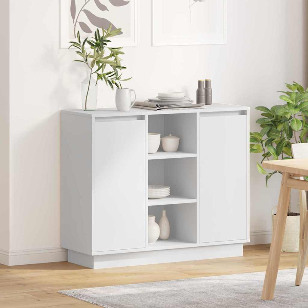 LED sideboard Hvit 90 x 32 x 75 cm Konstruert tre