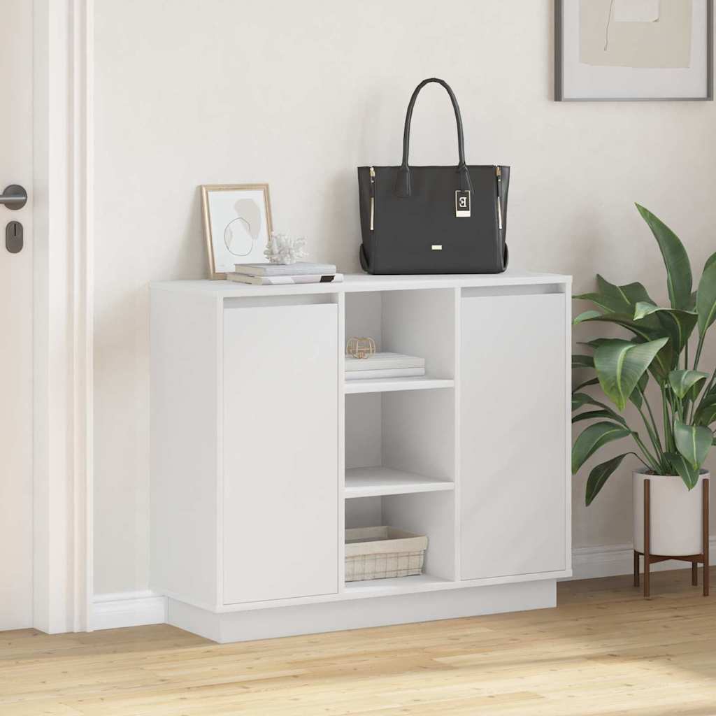 LED sideboard Hvit 90 x 32 x 75 cm Konstruert tre