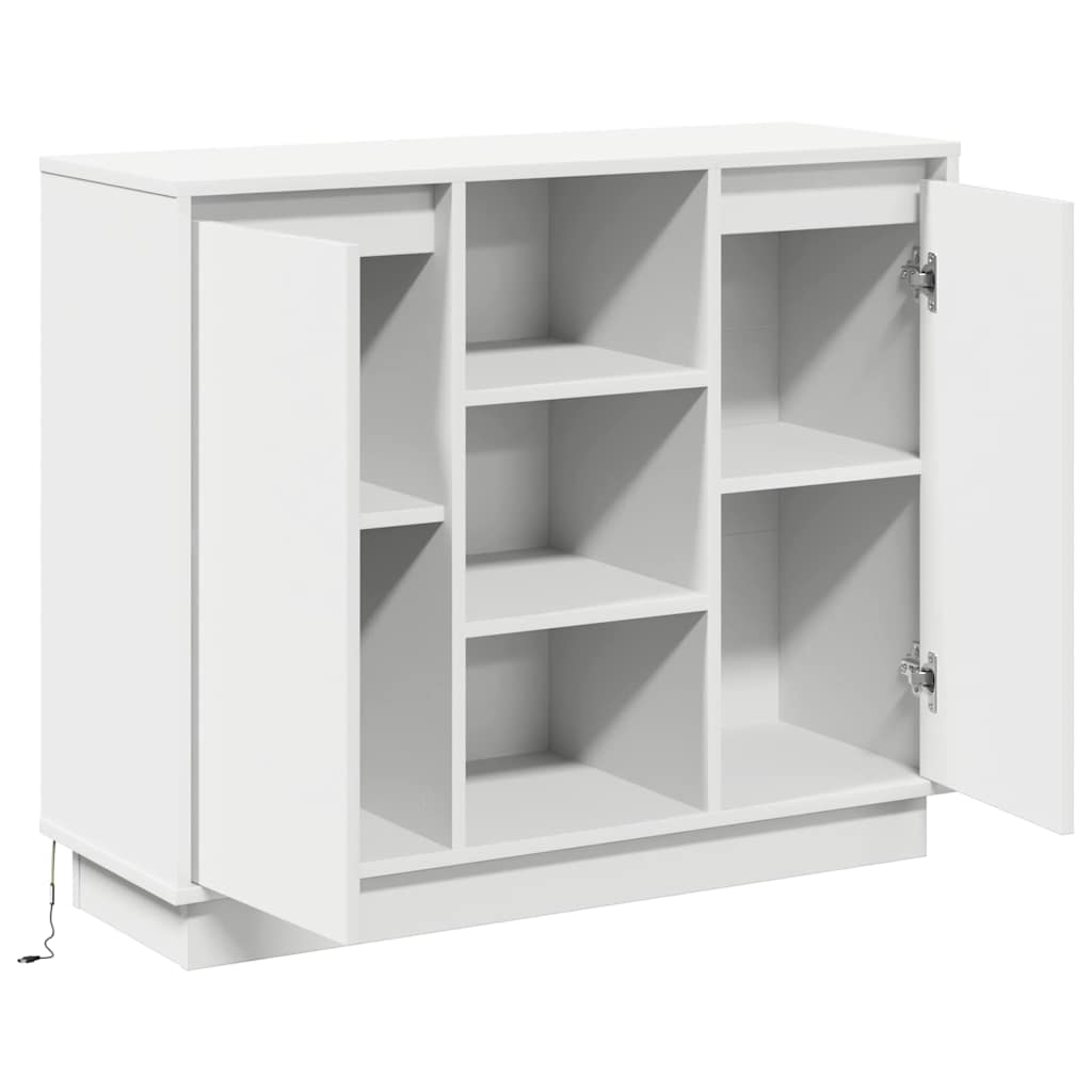 LED sideboard Hvit 90 x 32 x 75 cm Konstruert tre