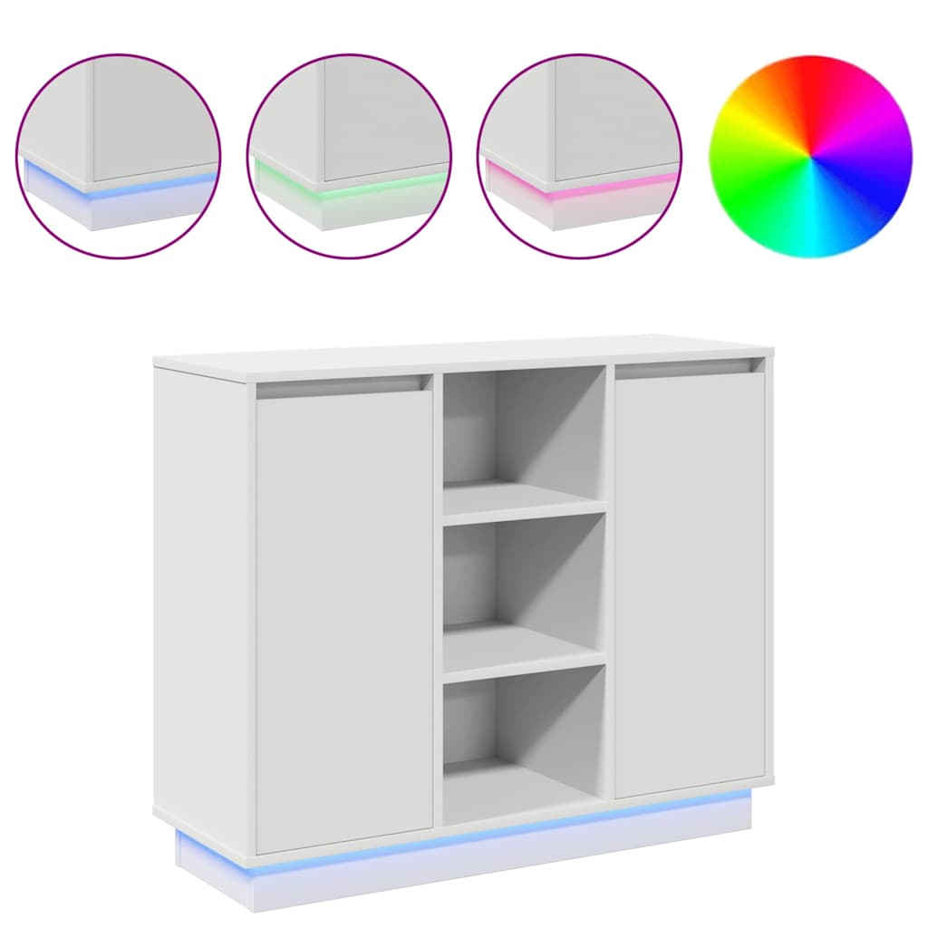 LED sideboard Hvit 90 x 32 x 75 cm Konstruert tre
