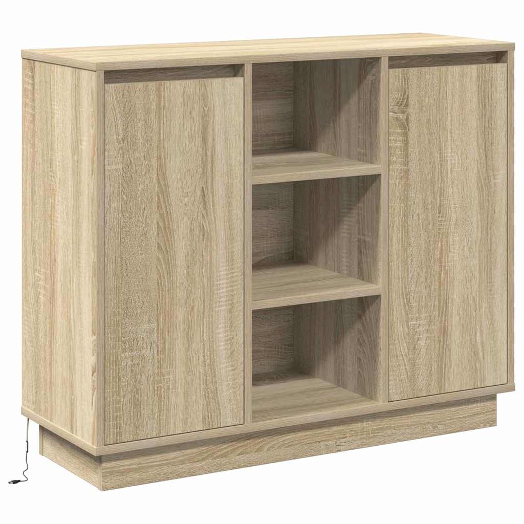 LED sideboard Sonoma eik 90 x 32 x 75 cm Konstruert tre