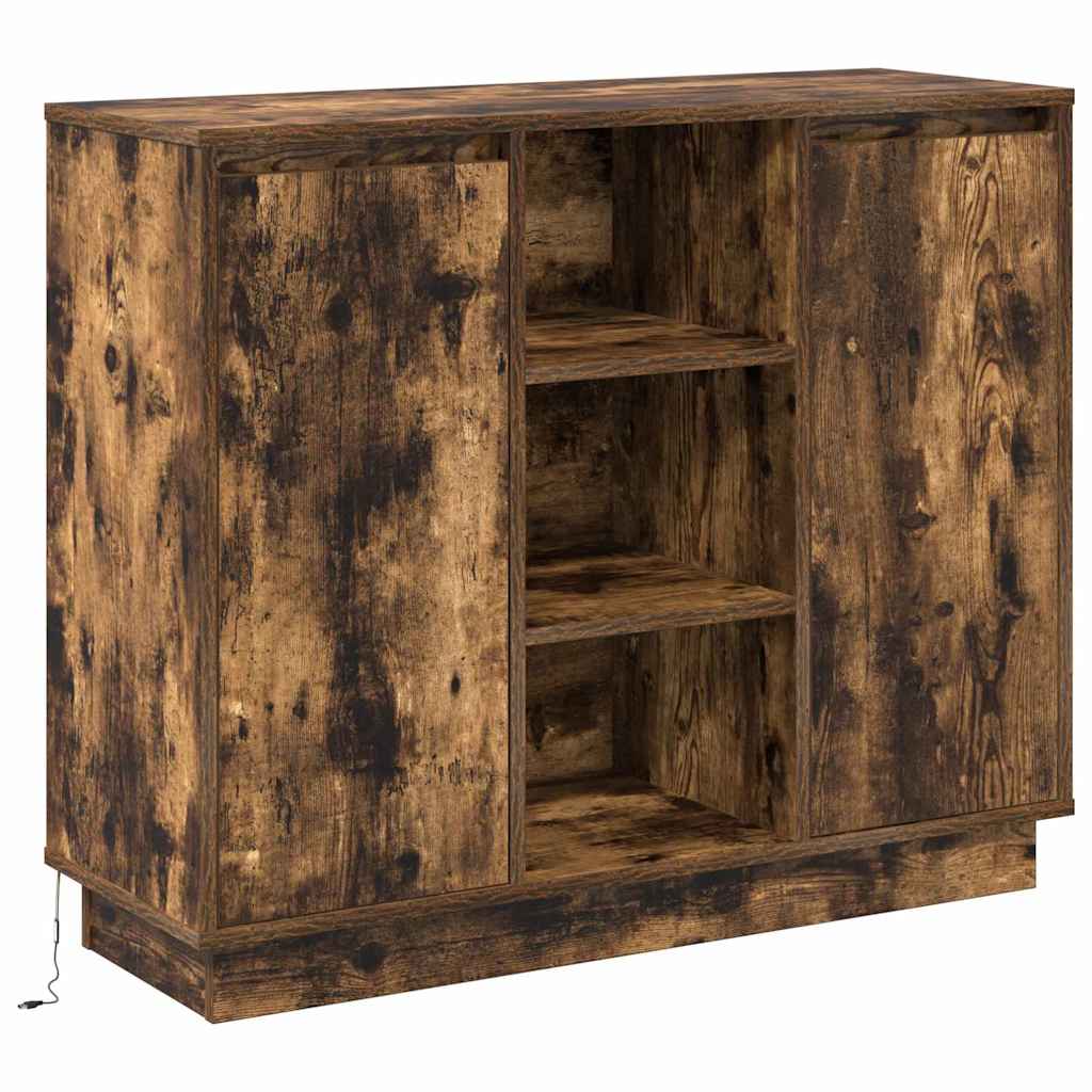 LED sideboard Røkt eik 90 x 32 x 75 cm Konstruert tre