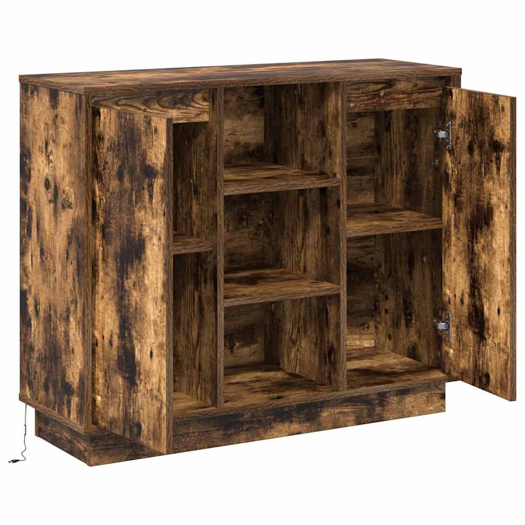 LED sideboard Røkt eik 90 x 32 x 75 cm Konstruert tre