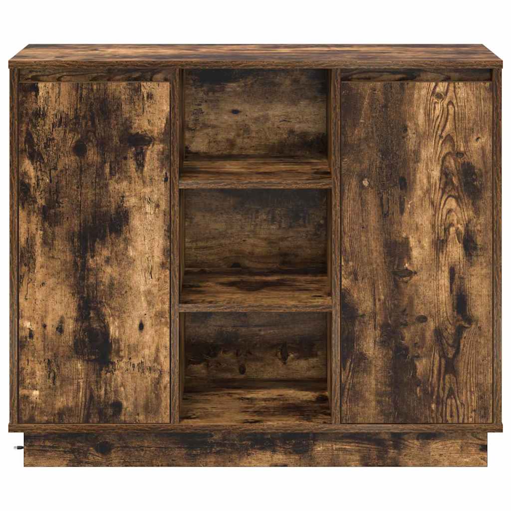 LED sideboard Røkt eik 90 x 32 x 75 cm Konstruert tre