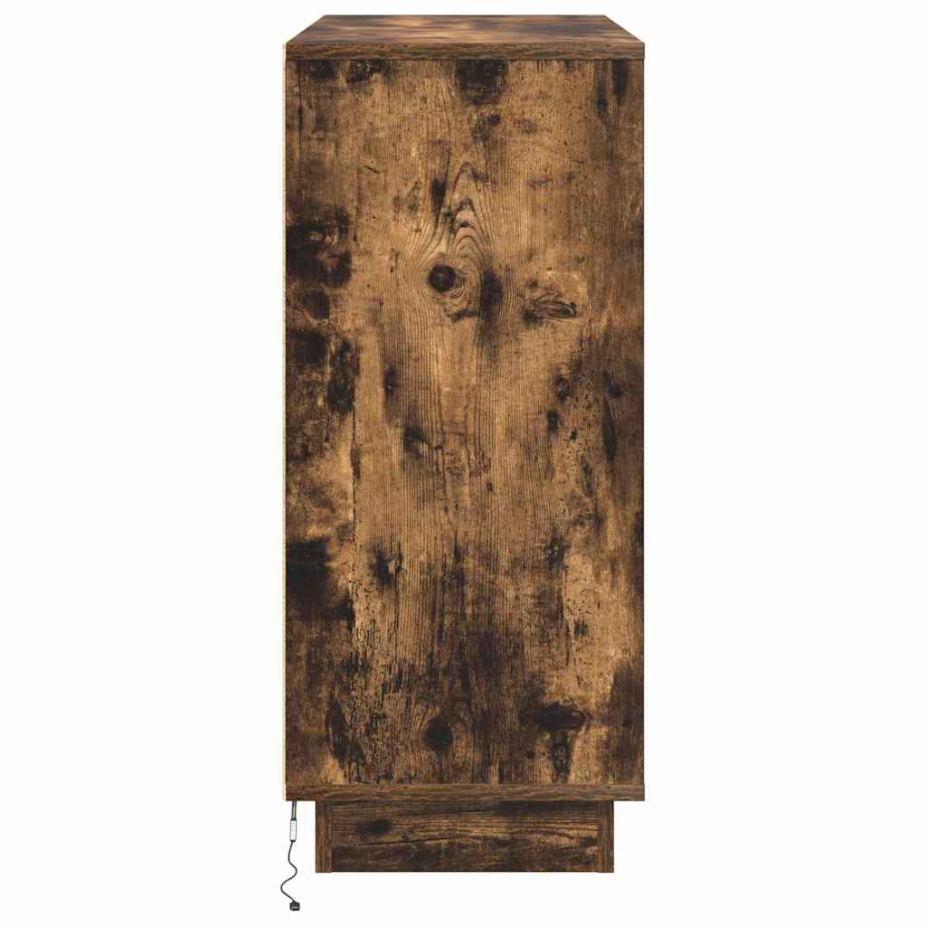 LED sideboard Røkt eik 90 x 32 x 75 cm Konstruert tre