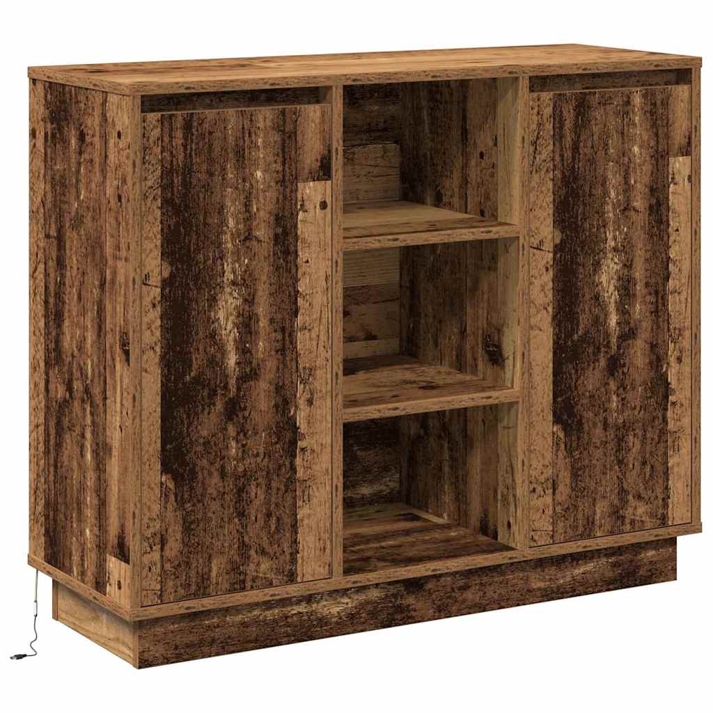 LED sideboard Gammelt tre 90 x 32 x 75 cm Konstruert tre