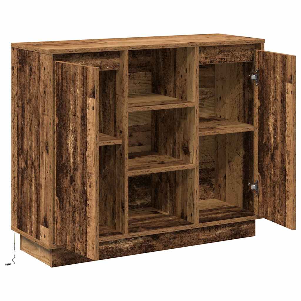 LED sideboard Gammelt tre 90 x 32 x 75 cm Konstruert tre