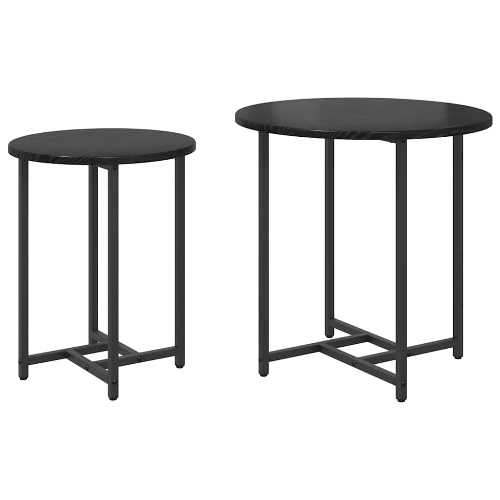 Sidebordssett 2 pcs Svart Eik