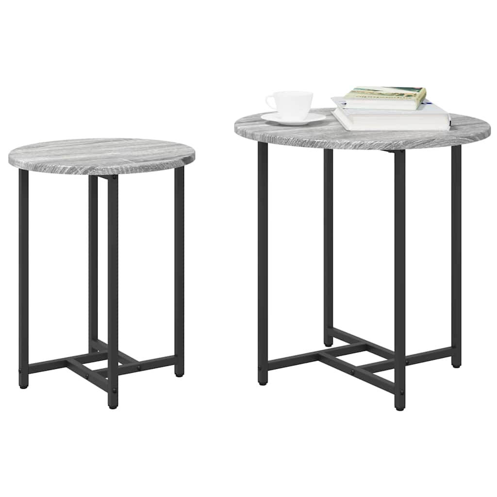 Sidebordssett 2 pcs Grå Sonoma og Svart