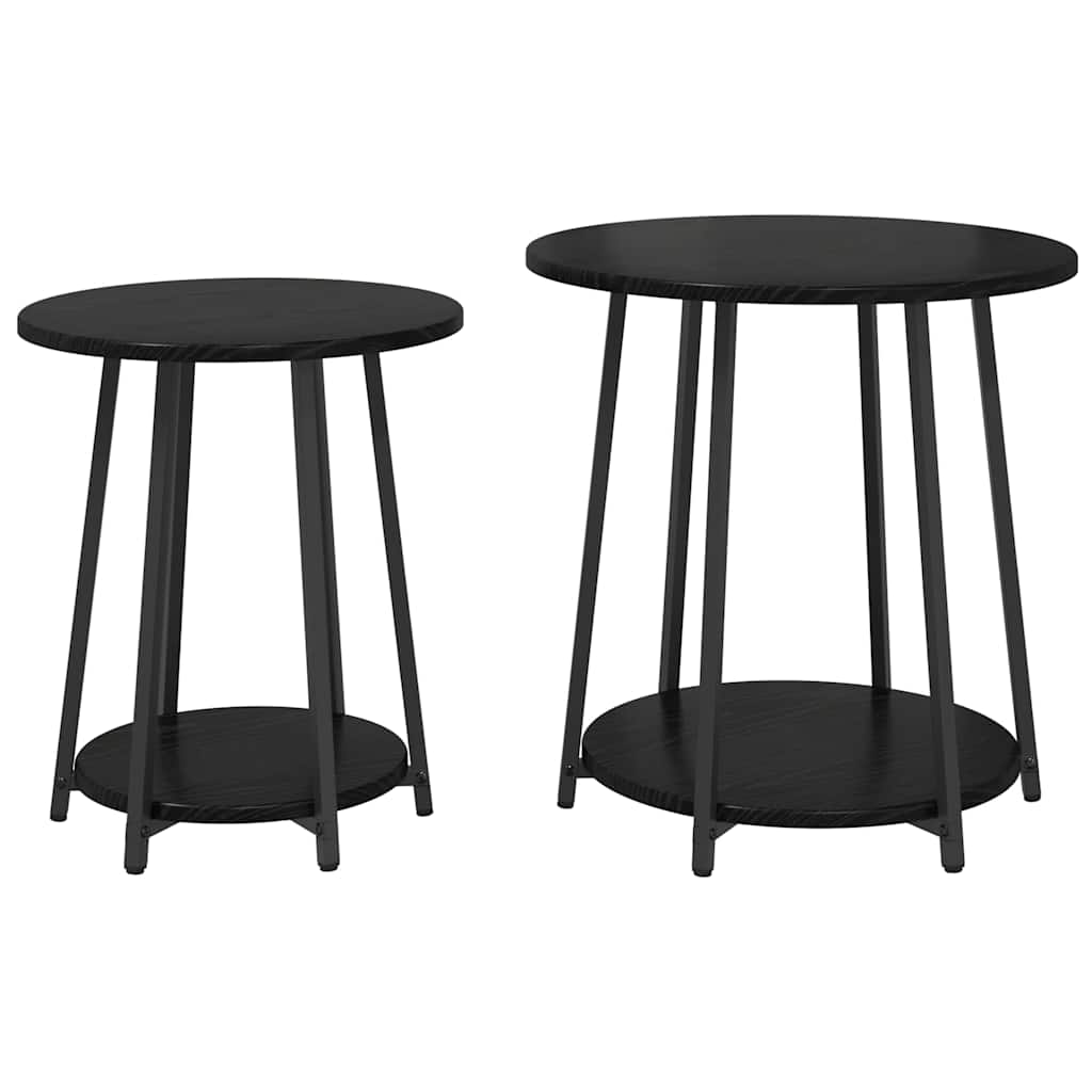 Sidebordssett med hylle 2 pcs Svart Eik