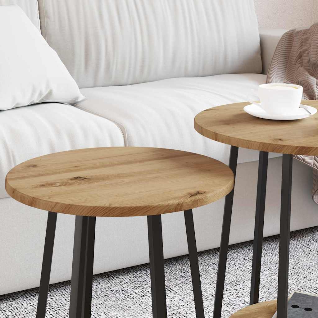 Sidebordssett med hylle 2 pcs Artisan Eik og Svart