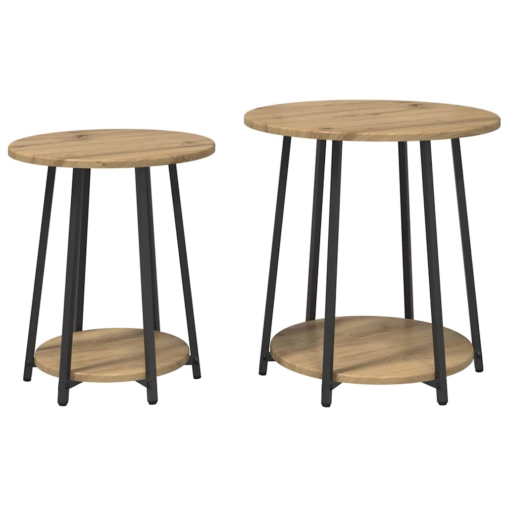 Sidebordssett med hylle 2 pcs Artisan Eik og Svart
