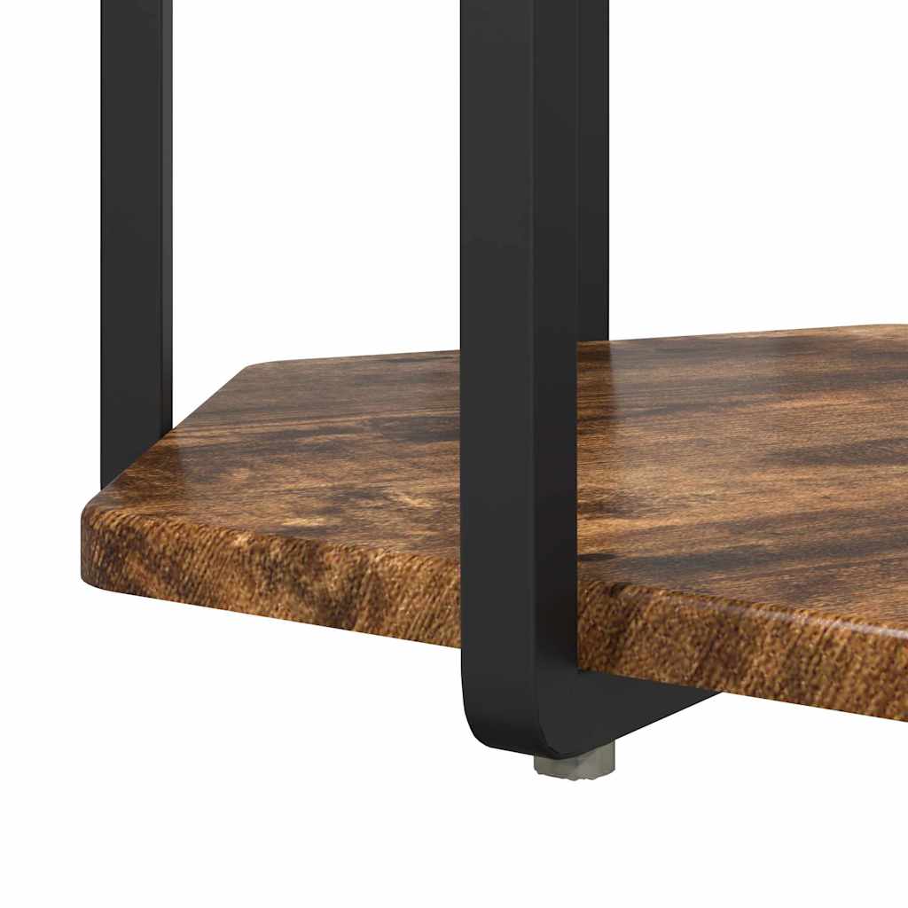 Sidebordssett med hylle 2 pcs Brun