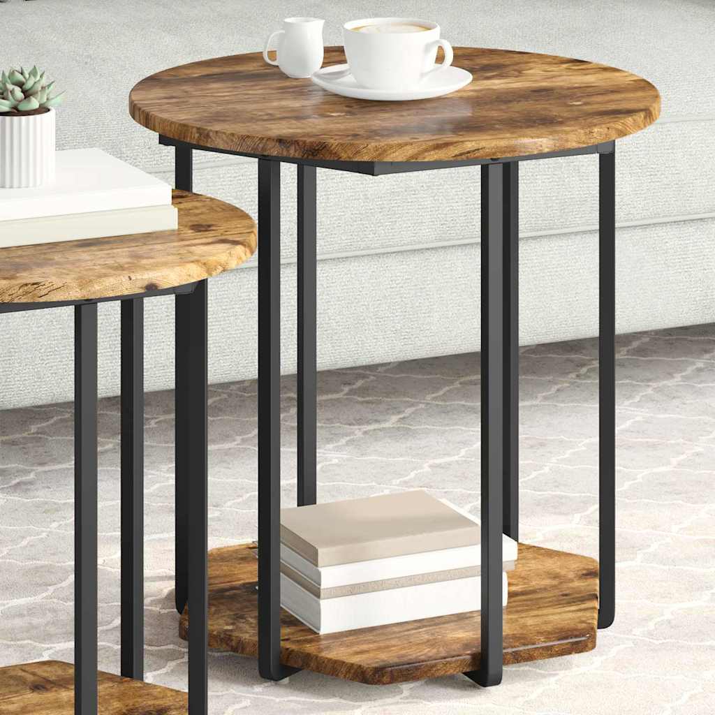 Sidebordssett med hylle 2 pcs Brun