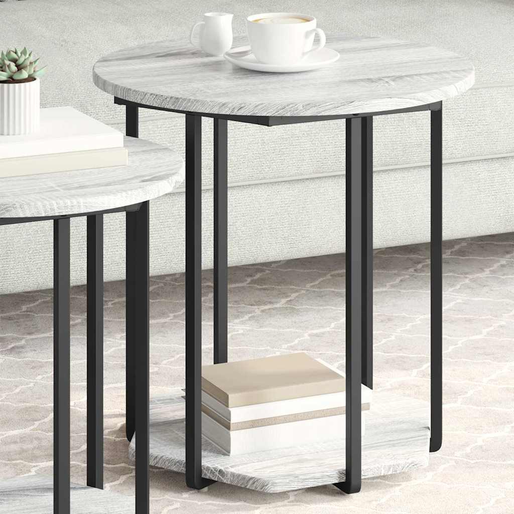 Sidebordssett med hylle 2 pcs Grå