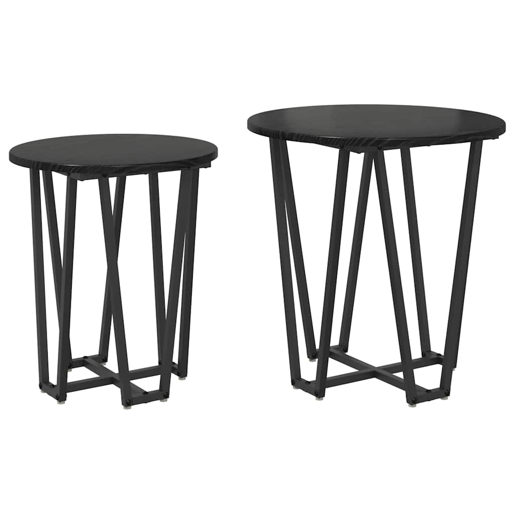 Sidebordssett 2 pcs Svart Eik