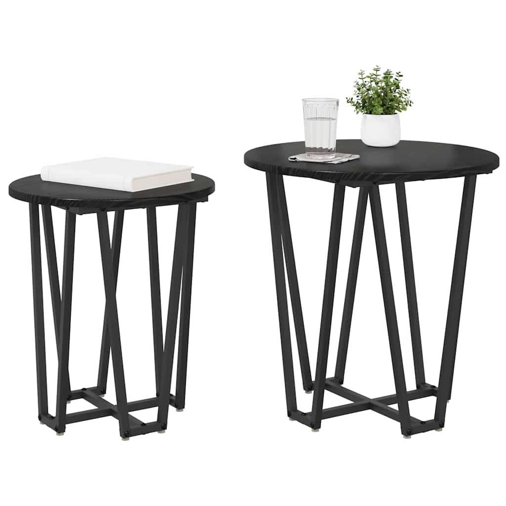Sidebordssett 2 pcs Svart Eik