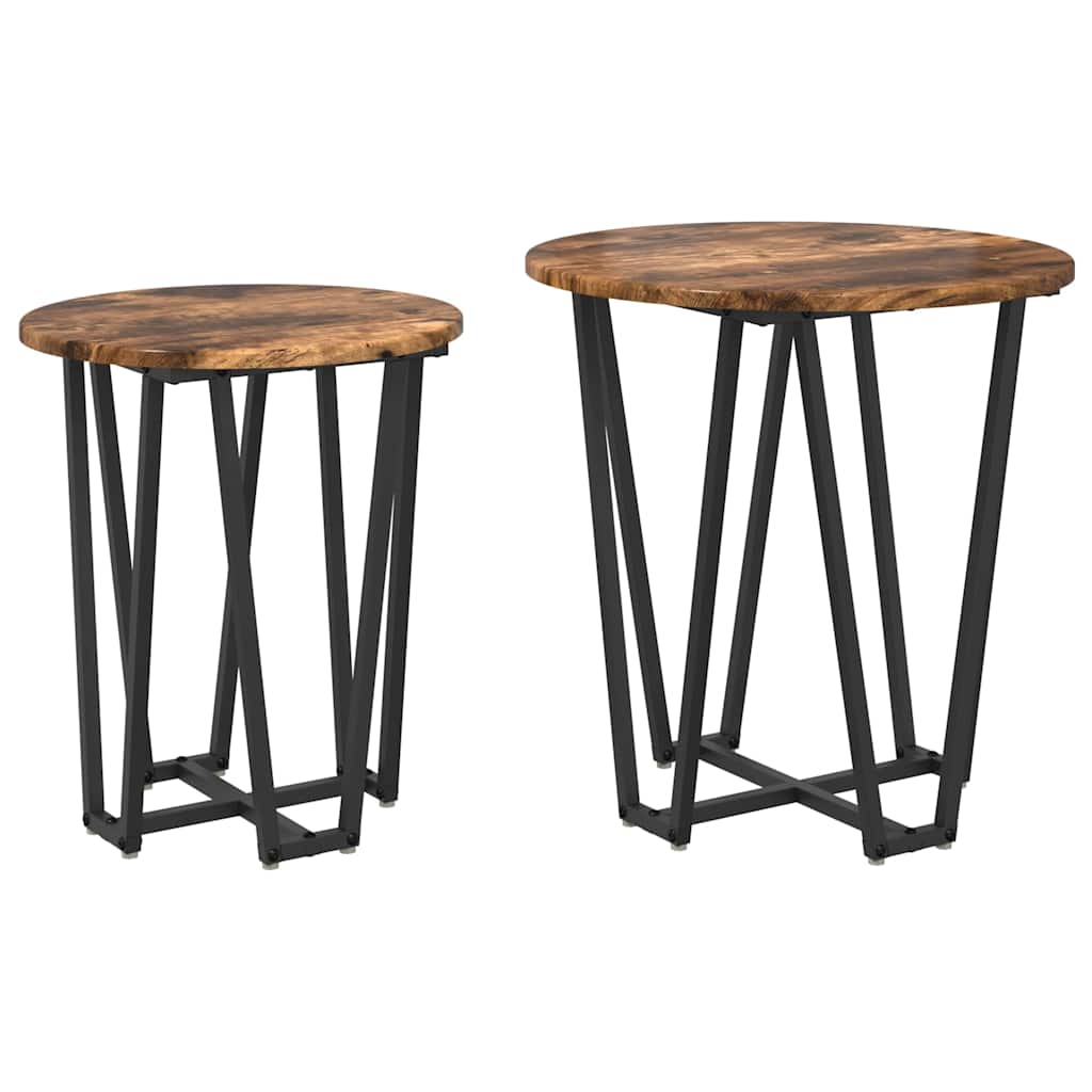 Sidebordssett 2 pcs Røyk Eik og Svart