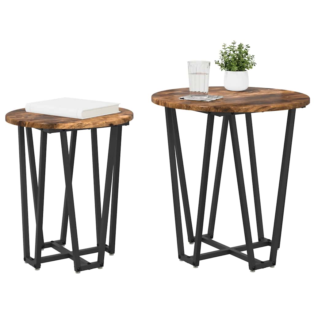 Sidebordssett 2 pcs Røyk Eik og Svart