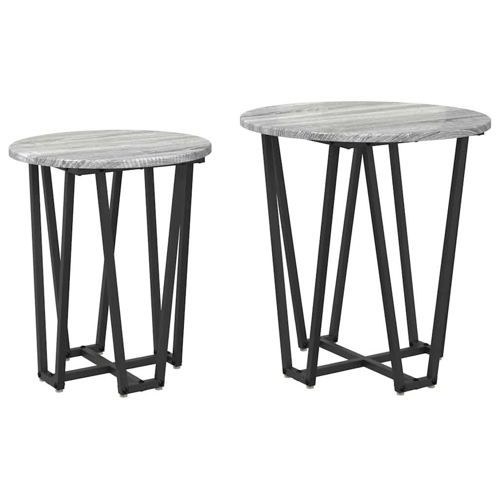 Sidebordssett 2 pcs Grå Sonoma og Svart