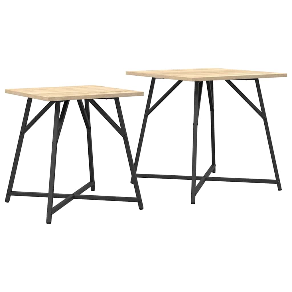 Sidebordssett 2 pcs Sonoma Eik og Svart