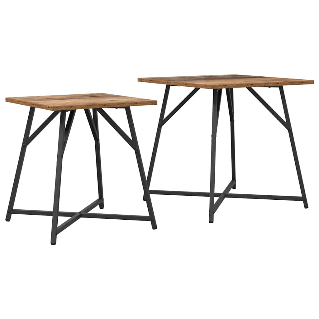 Sidebordssett 2 pcs Gammel tre og svart