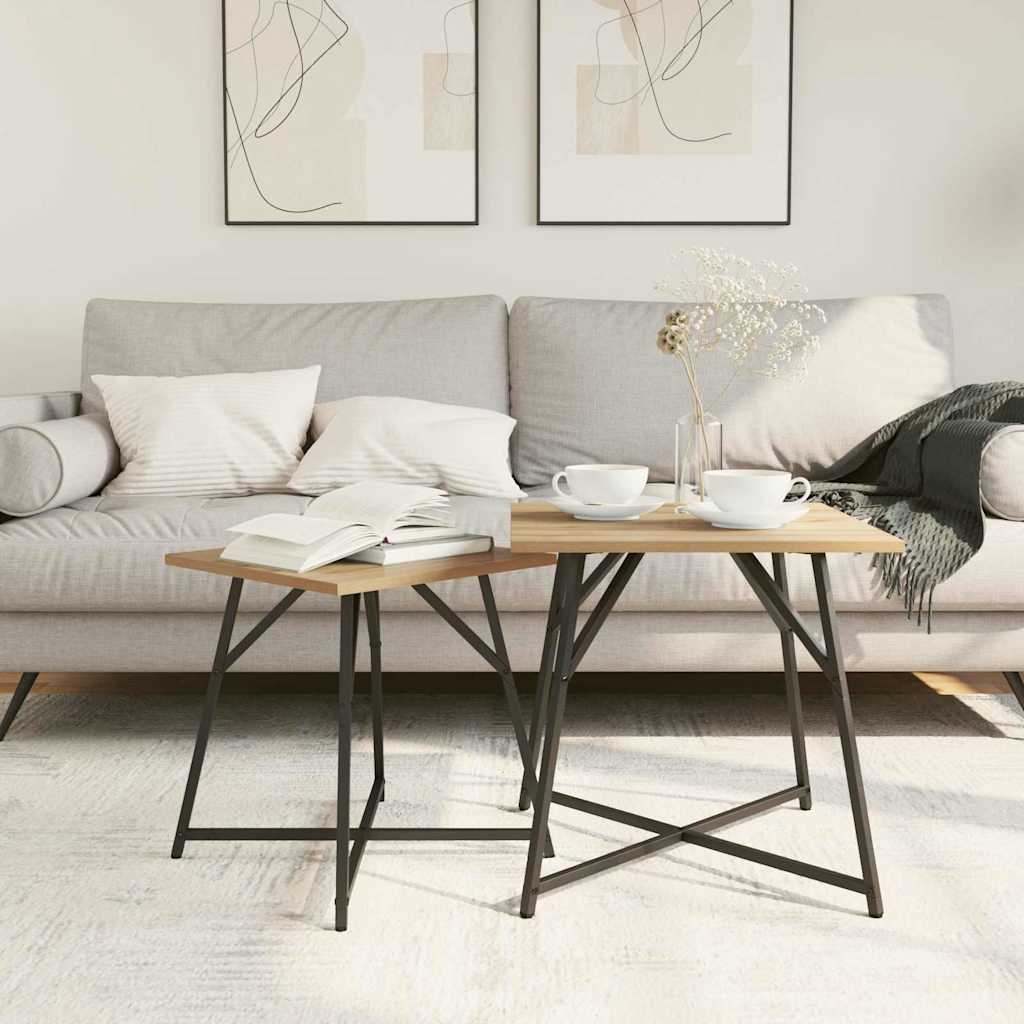 Sidebordssett 2 stk. Artisan Eik og Svart 50 x 50 x 50 cm