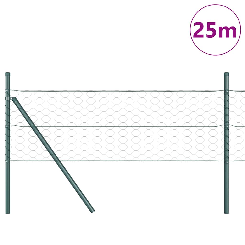 Gjerdepåle grønn 25 x 0,5 m (50 mm nett) Stål vidaXL
