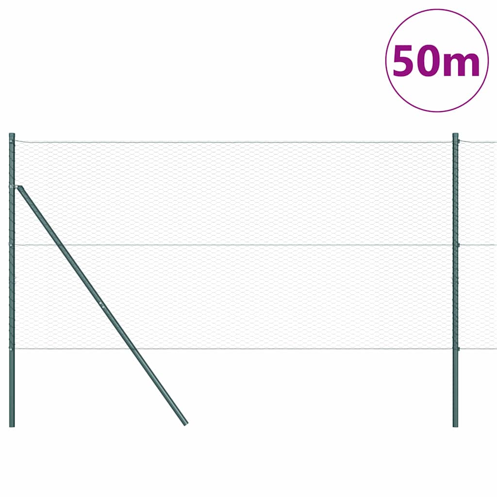 Utendørs sekskantet gjerde-fest 50 x 1 m PVC-belagt stål Grønn