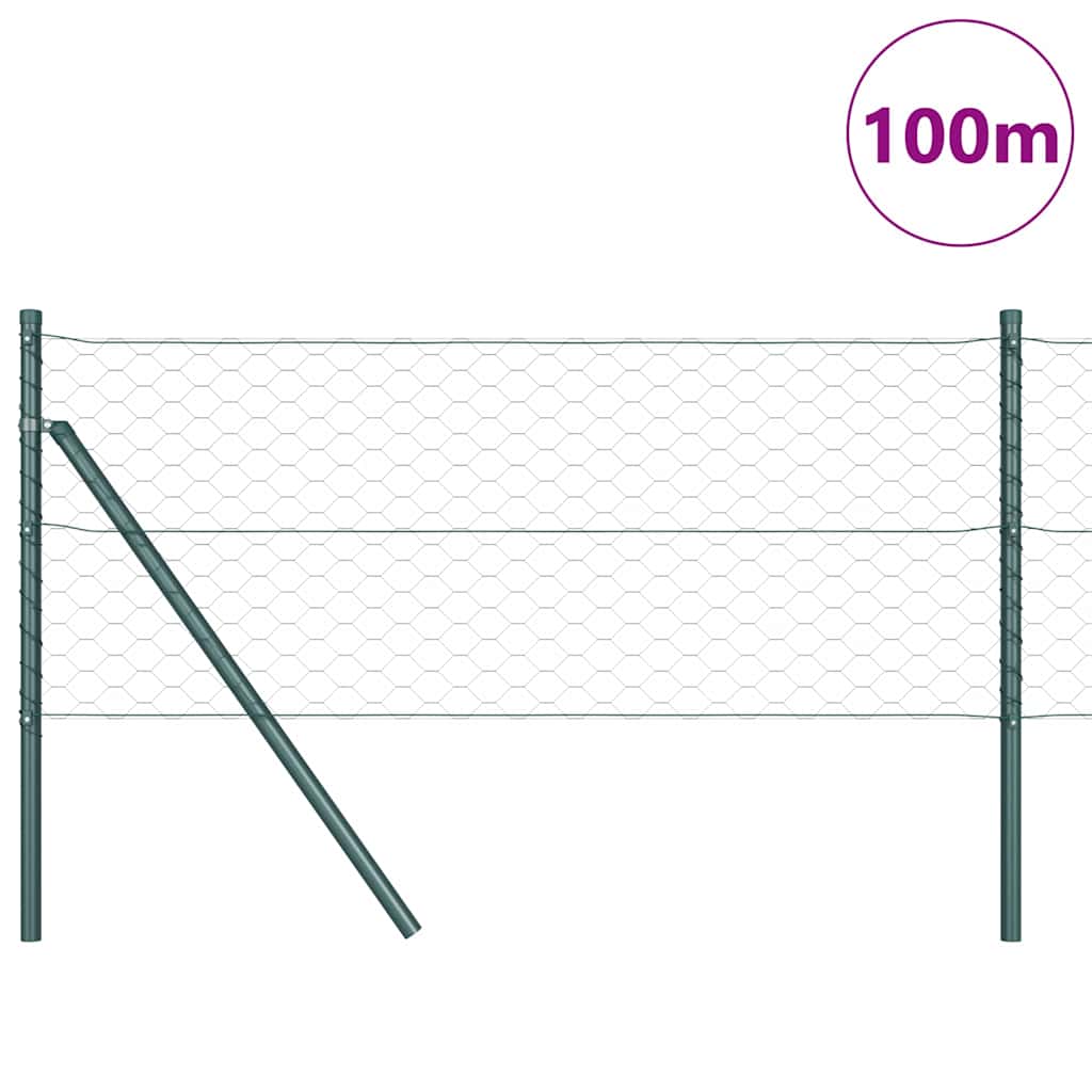 Utendørs sekskantet gjerde-fest 100 x 0,8 m PVC-belagt stål