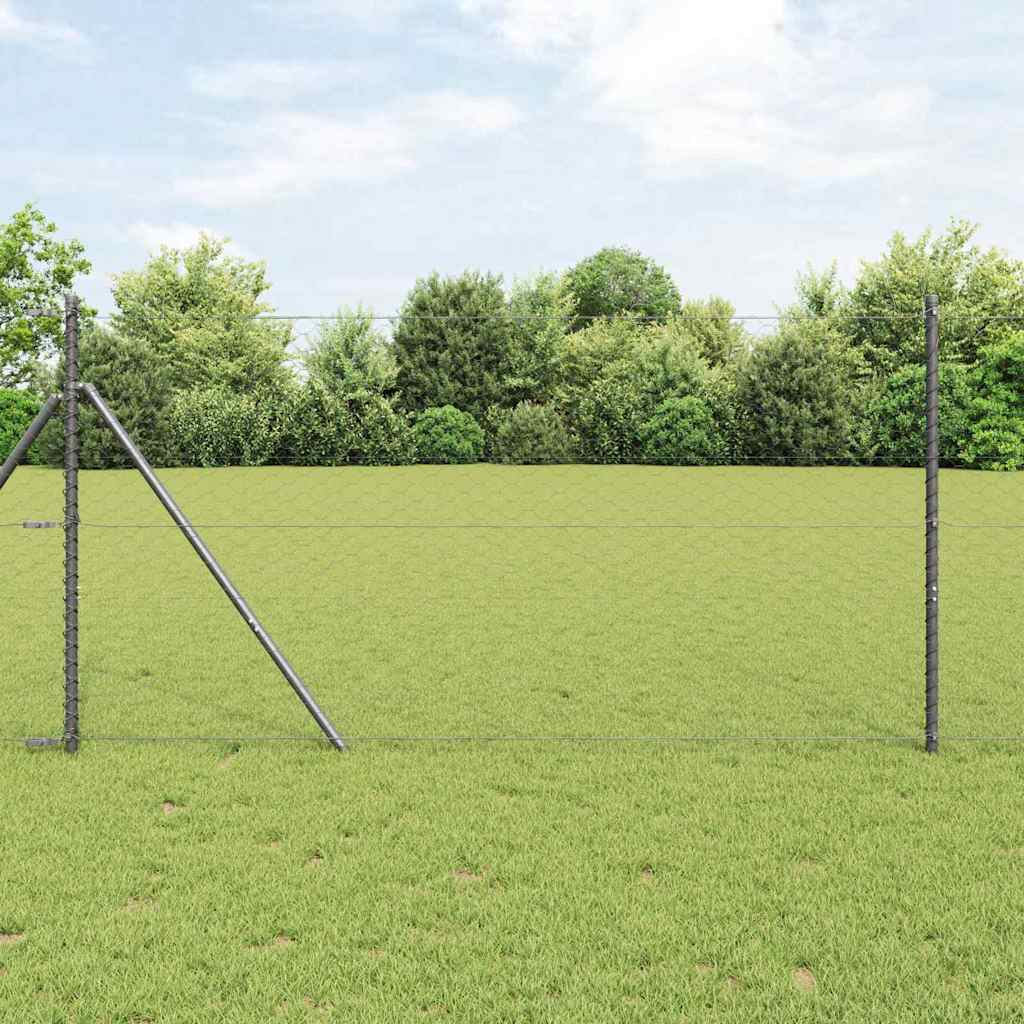 Gjerdepåle Grå 25 x 1 m (50 mm mask) Stål vidaXL
