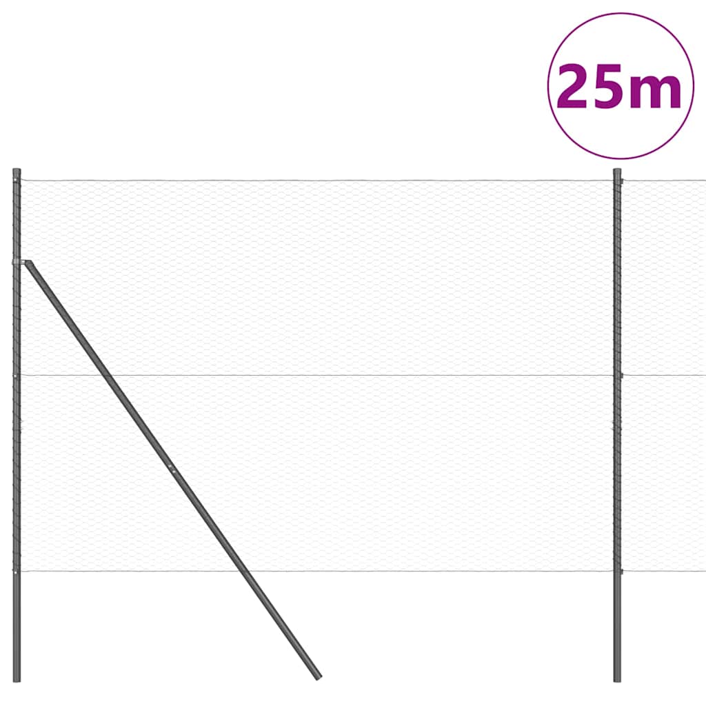 Gjerdepåle Grå 25 x 1,5 m (25 mm nett) Stål vidaXL