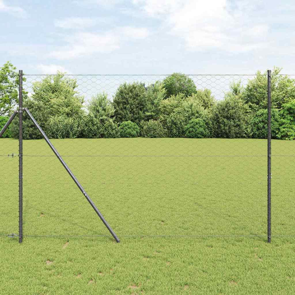 Gjerdepåle Grå 25 x 1,5 m (50 mm mesh) Stål vidaXL