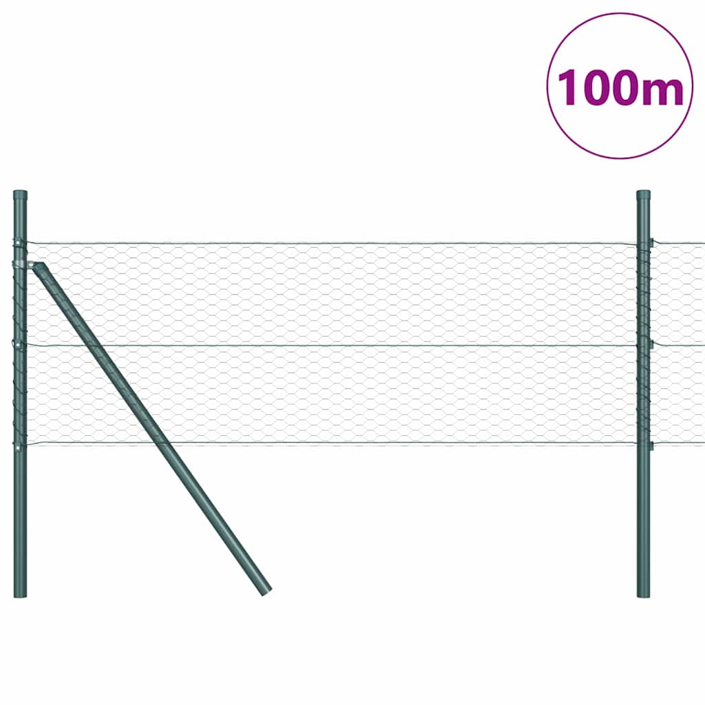 Utendørs sekskantet gjerde-fest 100 x 0,4 m PVC-belagt stål Grå
