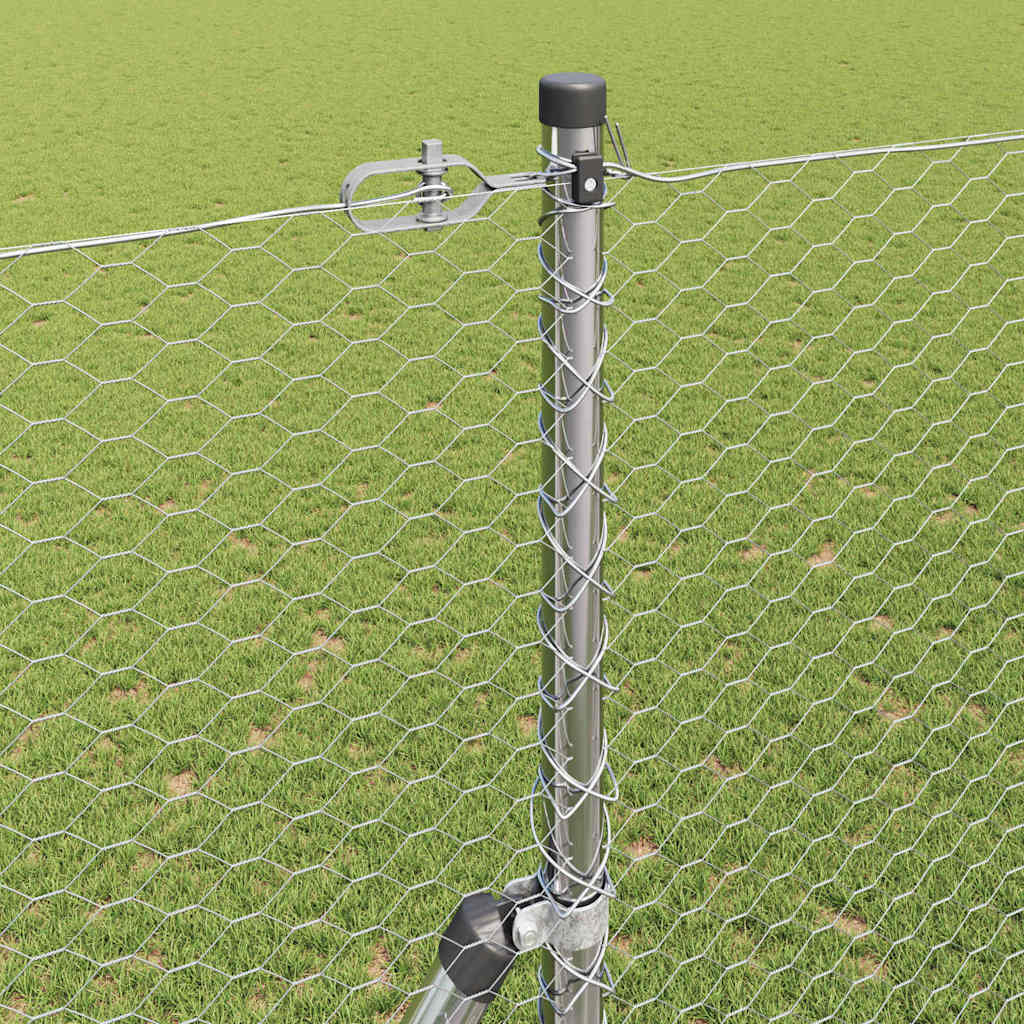 Gjerdepåle sølv 25 x 1,5 m (25 mm nett) Stål vidaXL