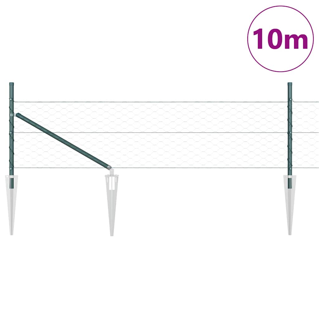 Svweiende trådgjerde med spisser 10 x 0,5 m (B x H)