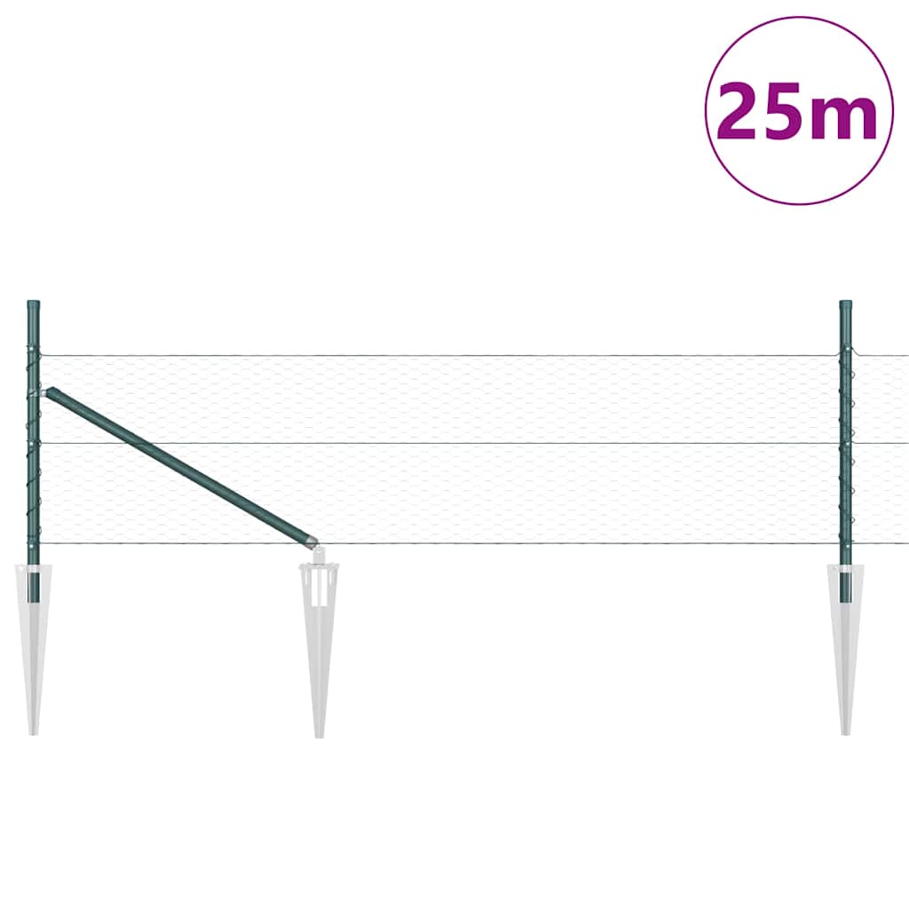 Svweiende trådgjerde med spisser 25 x 0,5 m (B x H)